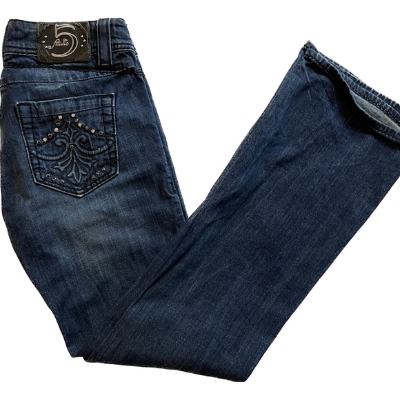 y2k studio 5 mid rise bootcut flared jeans w embellished pockets - Picture 3 of 5